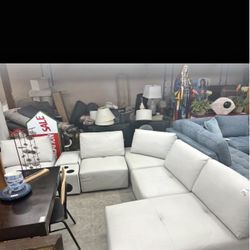 White Leather Sectional