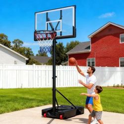 Basketball Hoop for Outdoor, Fehomix Adjustable Height 7-10 FT, Portable Basketball Goal System with 45" Shatterproof Backboard, Wheels & Water Base,