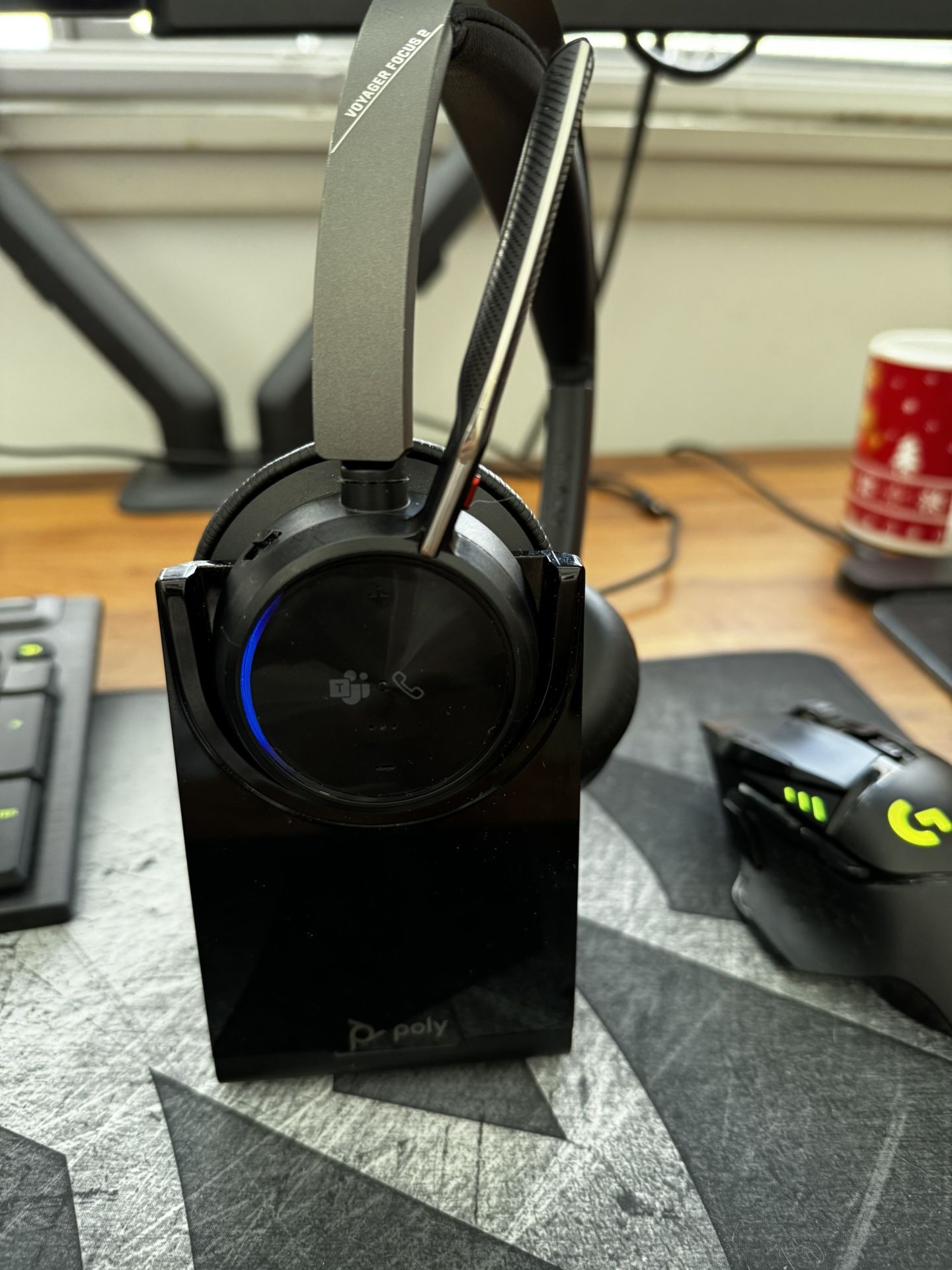 Poly voyager Focus 2 Noise Canceling , Microsoft teams certified And Charging Stand.