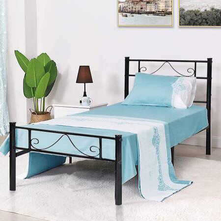 NEW GreenForest Twin Bed Frame Metal Platform with Stable Metal Slats