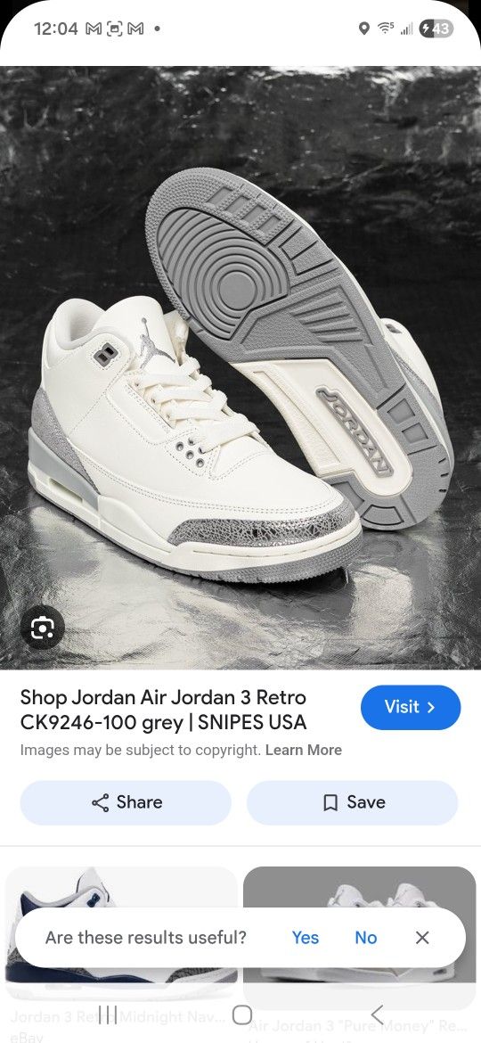 🔥 Jordan 3 Retro White/Silver – Women’s Size 7 (New)