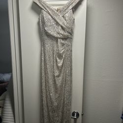 Silver Sequin Vince Camuto Formal Gown