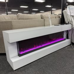 New TV Stand With Fireplace And Bluetooth Speakers. Delivery & Set Up Available 