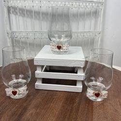 Valentines Mini Glass Vases Set Of 3.