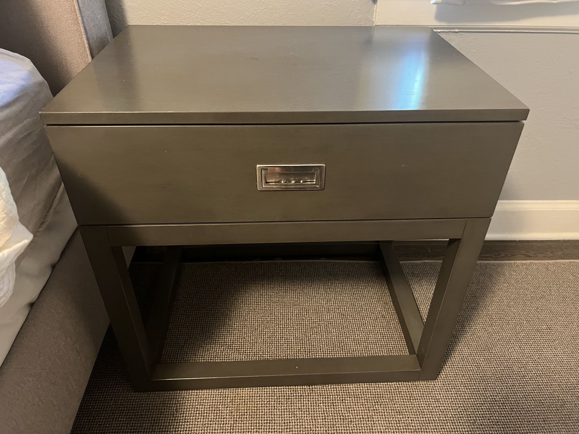 Beautiful Pair of Nightstands in Very Good Condition from Thom Filicia Thom Filicia One has some nicks 20” x.28” x 27”h $275/pair or $150 each Smoke f