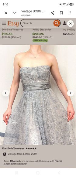 BCBGMAXAZRIA Silver Metallic Strapless Lace Cocktail Dress