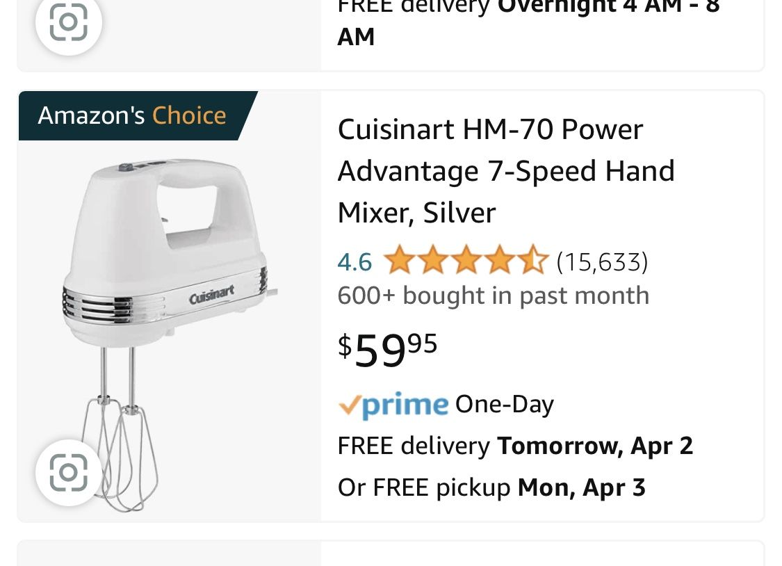 Cuisinart HM-70 Power Advantage 7-Speed Hand Mixer, Silver,White