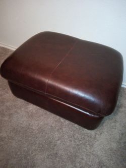 Deep Cherry, Leather Ottoman 3.5ft x 2ft