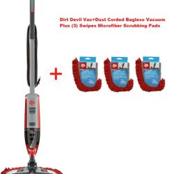 NEW  Dirt Devil Vac+Dust Corded Bagless Vacuum with  (3) Swipes Microfiber  Pad

