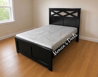 Full Solid Wood Bed With Memory Foam Mattress $480