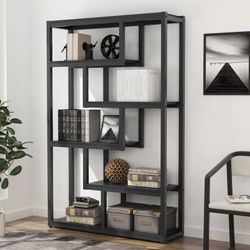 (NEW) Tribesigns 5 Shelf Industrial Bookshelf, Vintage Etagere Bookcase