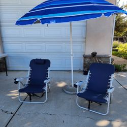 Beach Set Up Rio Brand Chairs And Umbrella 