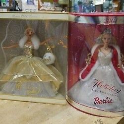 lot 2 special celebration edition holiday 2000 & 2001 Barbie's collectible 