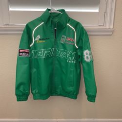 Green Leather Motorcycle Racing Style Jacket 