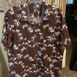 Van Heusen Men's Large Button Down Shirt -Brown Size: XXL LIKE NEW CONDITION 