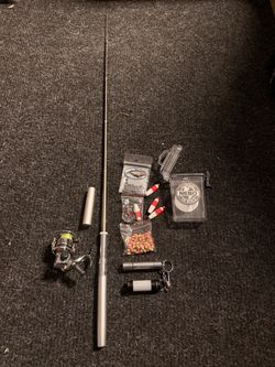 Pocket Fishing Rod & Reel Kit + Tackle, Two Lights & Carry Bag