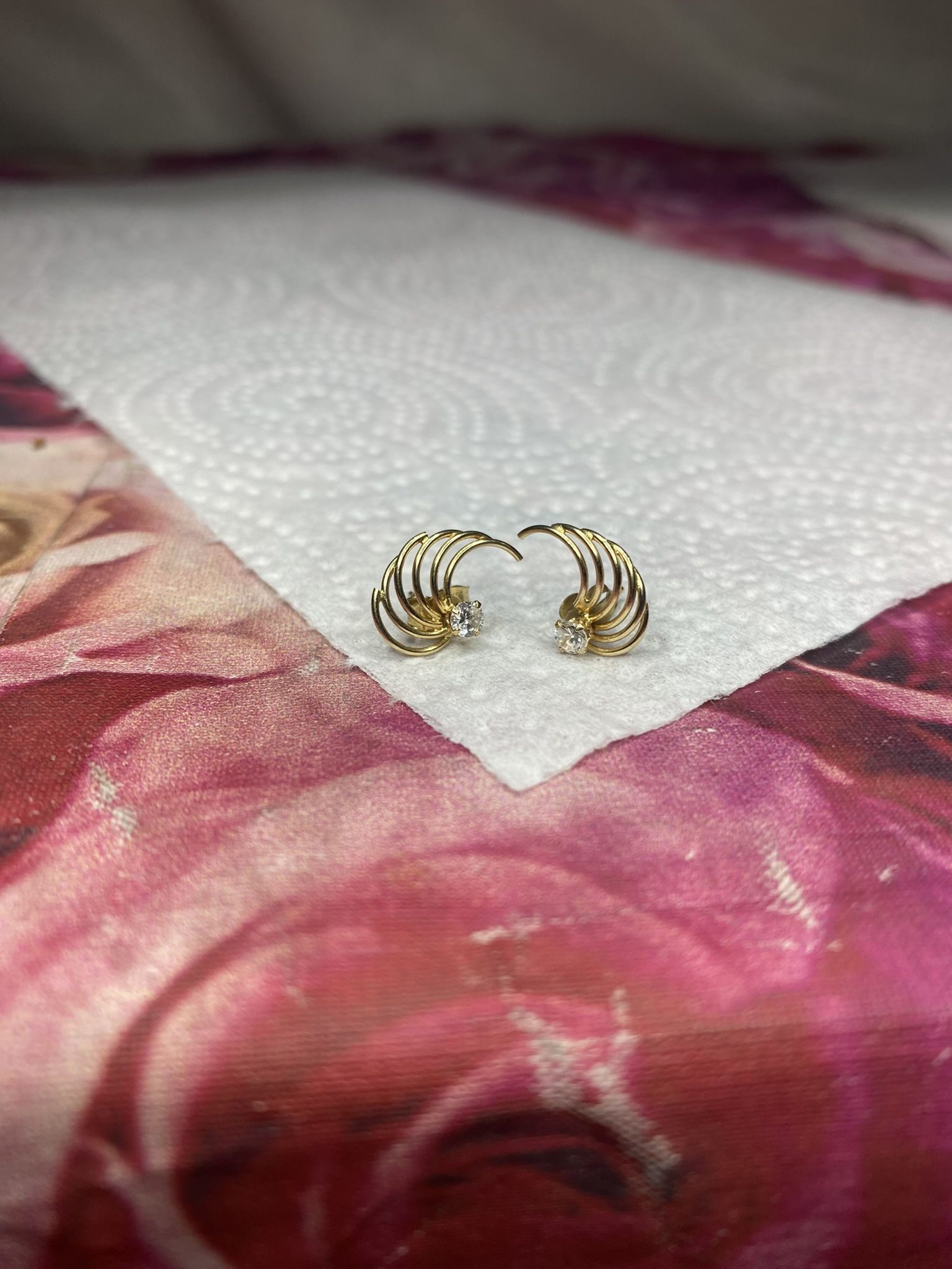 Vintage 14k Gold Faux Diamond Earring Jackets 