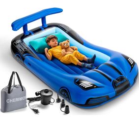 CHERIMOR Inflatable Toddler Travel Bed with Safety Bumpers & 2 Mins Auto Inflation Pump