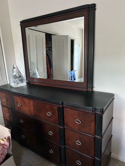 King 6-Piece Bedroom Set w/ Leather Bed & Mattress – $1,600 OBO