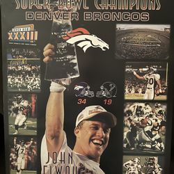 Back‑to‑Back Super Bowl XXXIII John Elway MVP Plaque – Denver Broncos Vintage 20x15 Wall Art