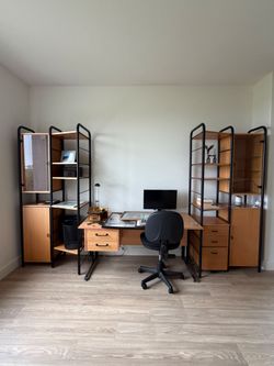 Desk and cabinet set