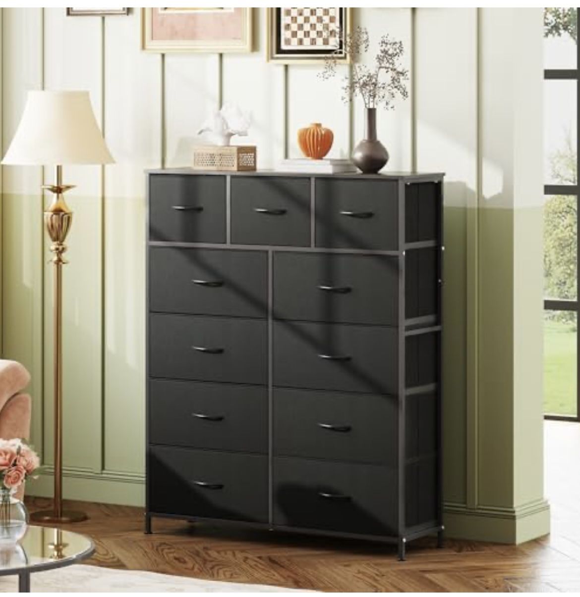 Storage Organizer Unit with 11 Fabric Bins, Storage Drawers Organizer with Steel Frame