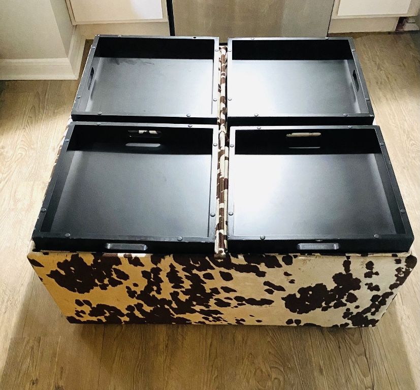 Brown Cow Hide Ottoman