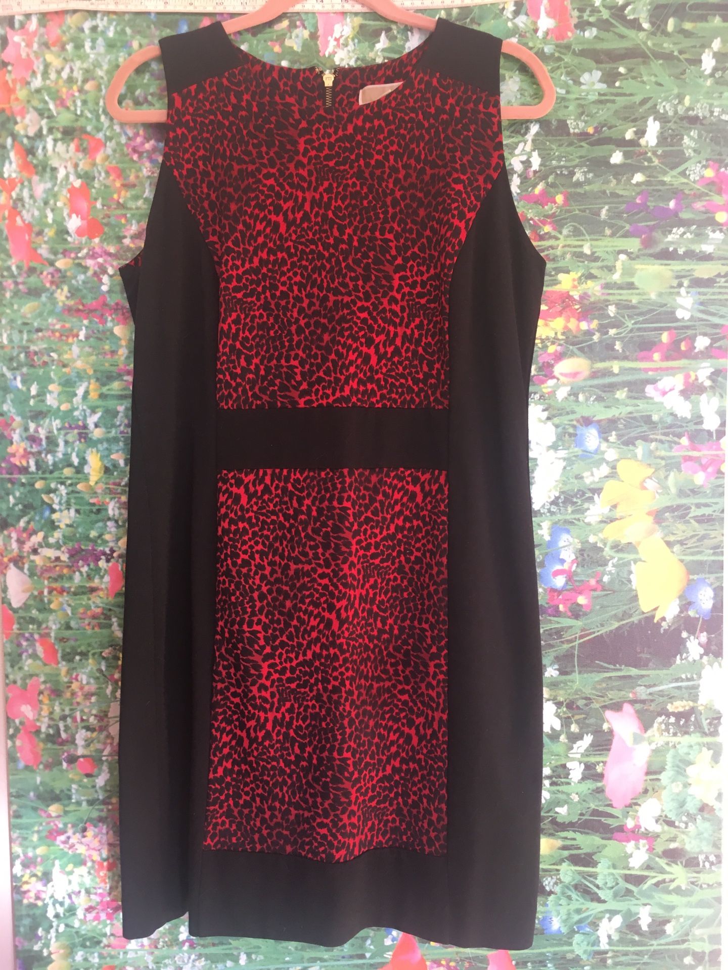 michael kors red leopard print dress Michael Kors Red Leopard Cat-Print Faux-Wrap Long Sleeve Mini Dress