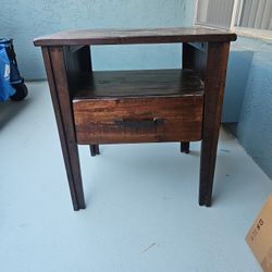 Wood End Table With Drawer
