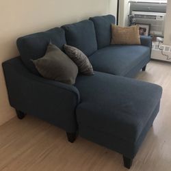 Navy Blue Modern Trundle Sectional Sofa
