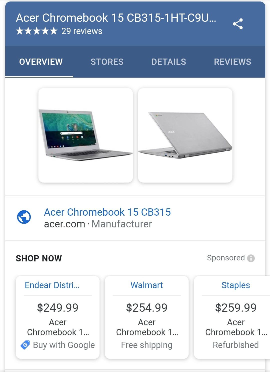 [NEW] Acer 15" Chromebook