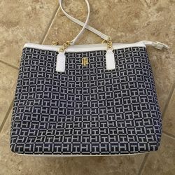 Tommy Hilfiger Navy Blue & White Purse