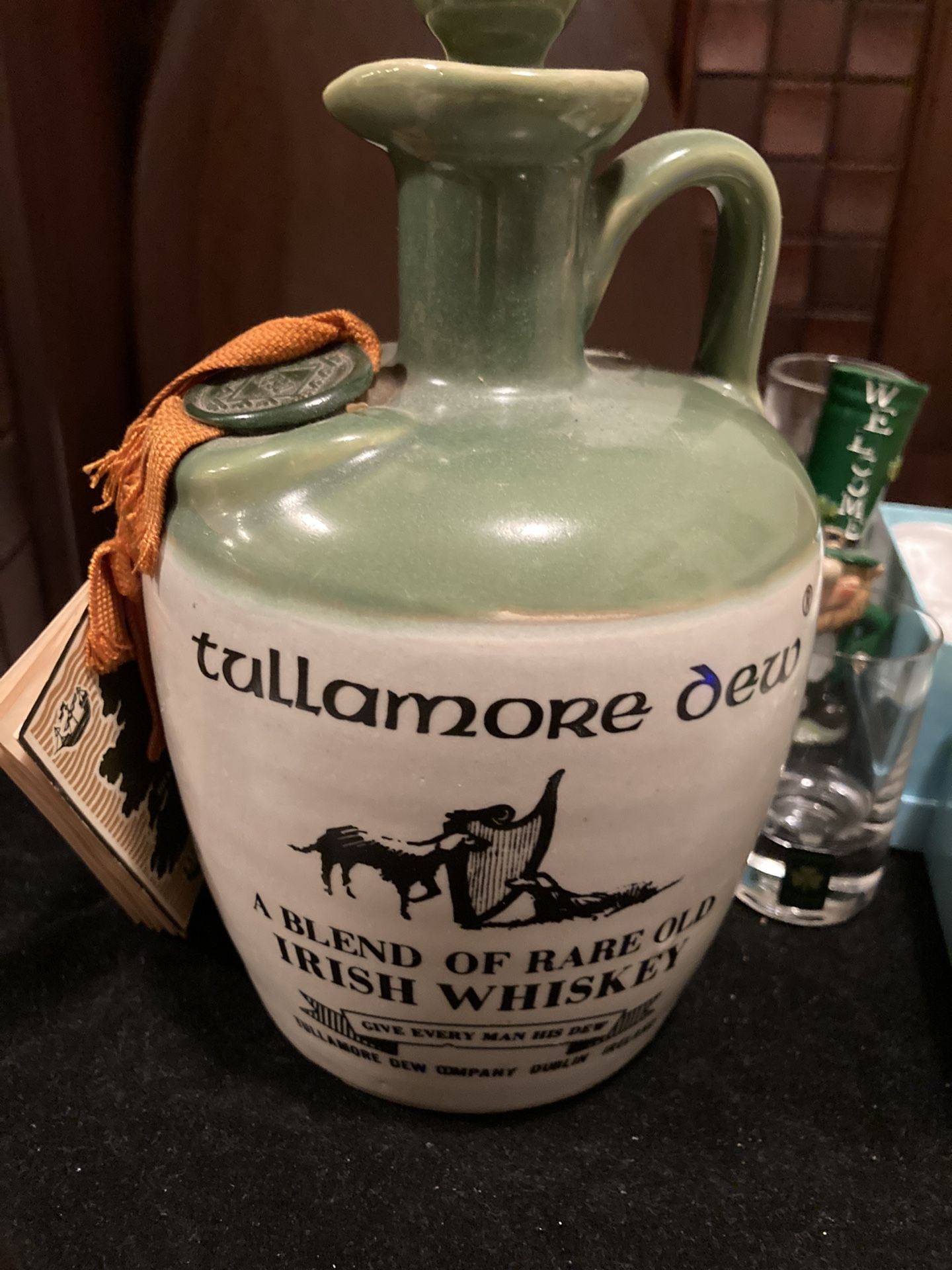 Vintage Tullamore Dew Finest Irish Whiskey Jug Bottle Decanter