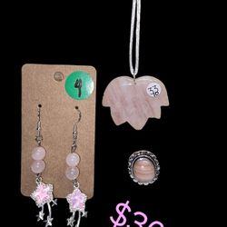 Rose Quartz & Agate Jewelry Set