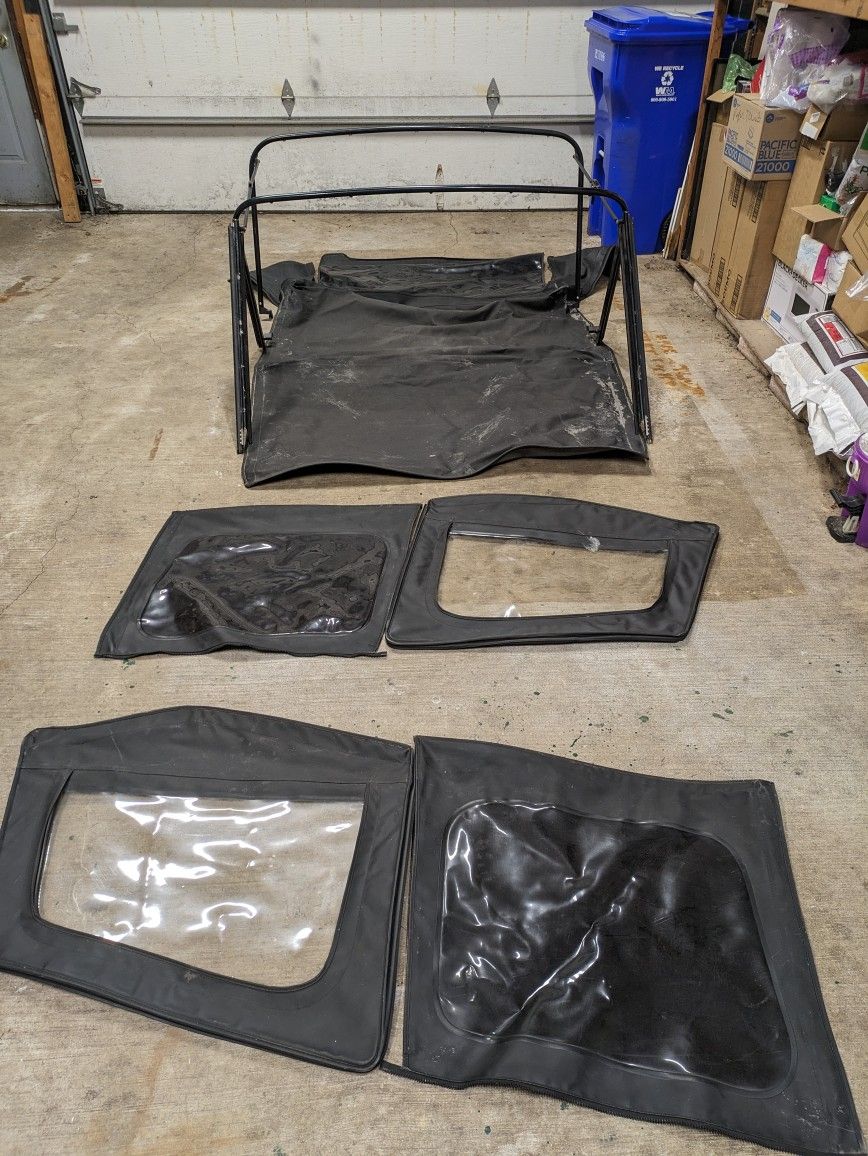 1994 Jeep Wrangler YJ Full Soft Top With Door Tops And Frame