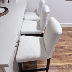 Ikea Three white bar chairs