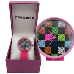 Steve Madden multicolor pink silicon fashion hand watch