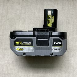 RYOBI. ONE+ 18V Lithium Ion 4.0 Ah HIGH PERFORMANCE Battery.