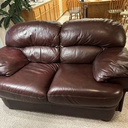 Leather Loveseat Chair and Ottoman 