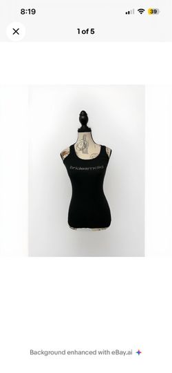 Y2K Black Bridesmaid Rib Tank Top Crystal Rhinestone Bachelorette Party Bridal M
