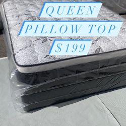 ✨Mattress Pillow Top All Sizes ✨ ☑️ 12” inches tall 🟠Queen sizes $199 🟡Full sizes $179 🟢Twin sizes $150 🔵Cal king $320 🟣E. King $330 🔴Delivery