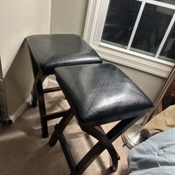 set Of 2 /24 Inches Solid Wood Brown Barstools Used In Excellent Condition