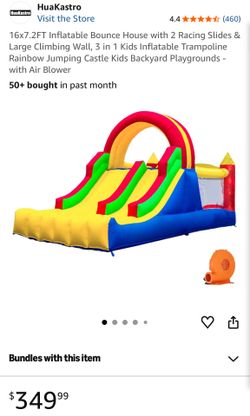 Bounce house, slide, climb wall