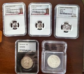 5 Coin NGC ICG Graded SILVER Lot Britannia Noah’s Ark Franklin Eagle MS69 MS68