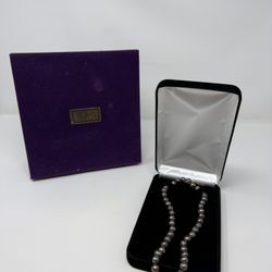 TOVA Beverly Hills Black Freshwater Pearl Necklace 18” Baroque w/ Box
