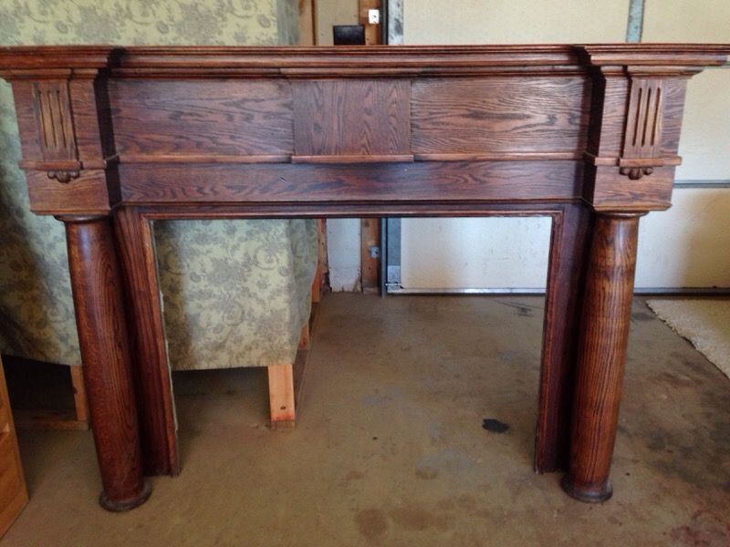Oak antique fireplace mantel