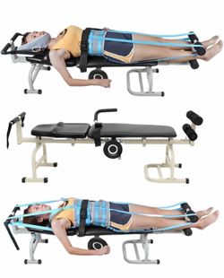 Open box-Lumbar Traction Bed & Massage Cervical Traction Table, Full Body Traction Bed, Stretch Decompression Machine for Tension Relief, Back Stretch