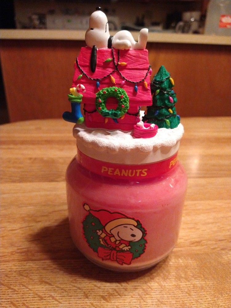 Vintage Snoopy Candle Topper With Candle