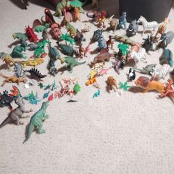 Dinosaur Toys And Jungle Animals And Trees Next