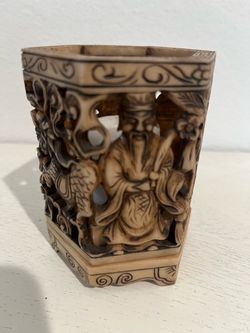 Chinese openwork brush pot / candleholder